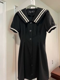 Black Sailor Collar Mini Dress, Size S