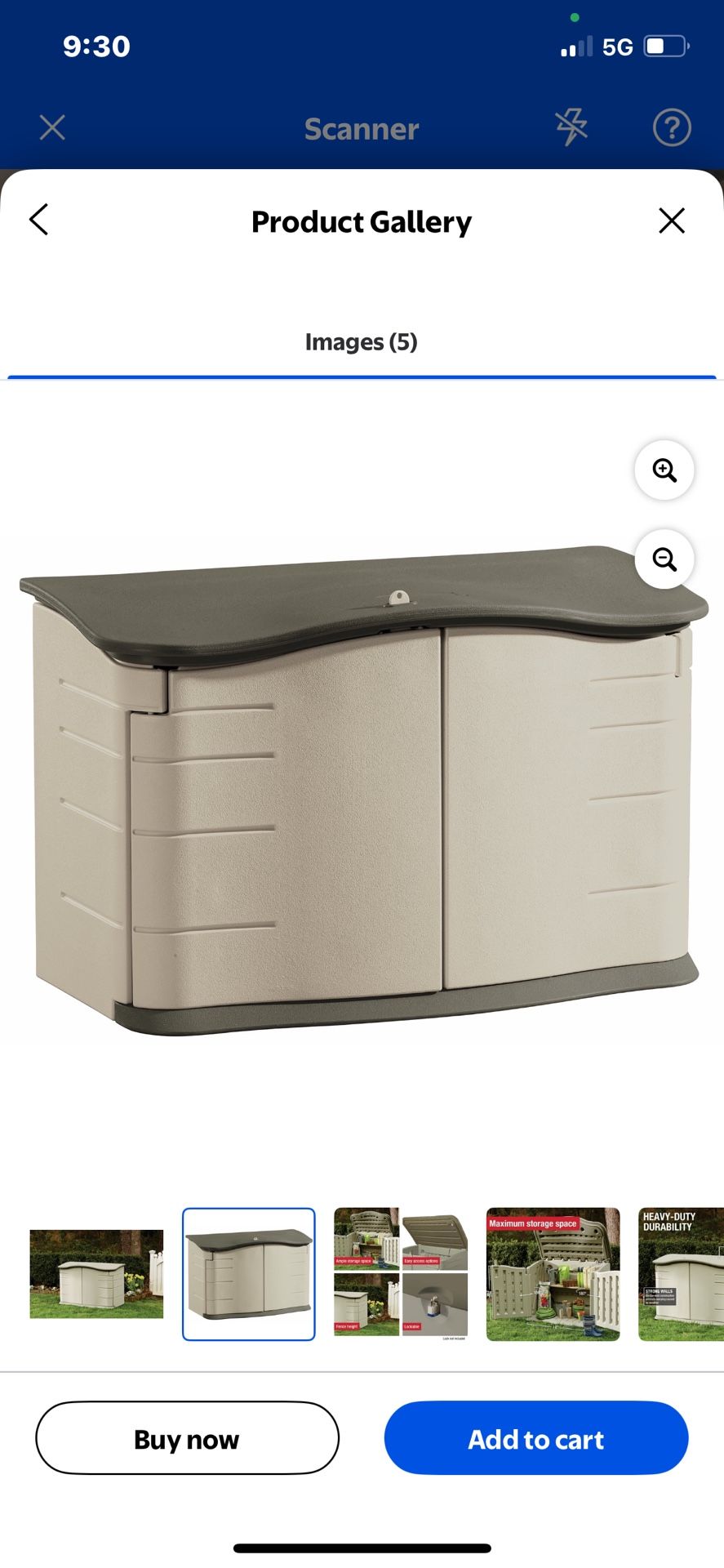 Rubbermaid Horizontal Storage Shed, Olive & Sandstone 58.5"L x 35.8"W x 11.8"H 49.7lbs New 200$ Pick up Phoenix 43rd ave and Indian School