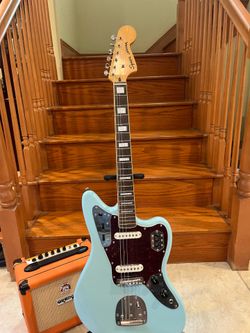 Squier Classic Vibe Jaguar (Mint) w/ Orange Crush 12 Amp