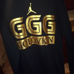 Gennady Golovkin GGG Air Jordan Gold / Black Long Sleeve ( MEDIUM )
