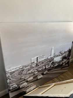50Lx40W B&W City Picture Canvas Wall Art/Decor