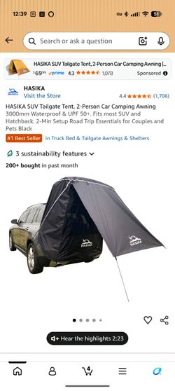 SUV Tailgate Tent & Awning – 2 Person
