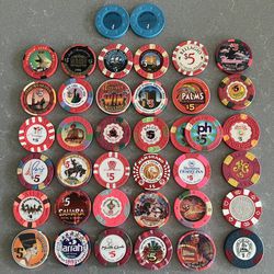 Las Vegas Casino Chips, Many Vintage/collectible! Lot Of 39 Chips Total From 36 Casinos 