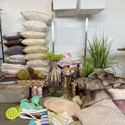 Miscellaneous Lot - Starter Kit - Home Staging Home Decor Items Pillow Lamp Throw Art Canvas Rug Faux Plants 