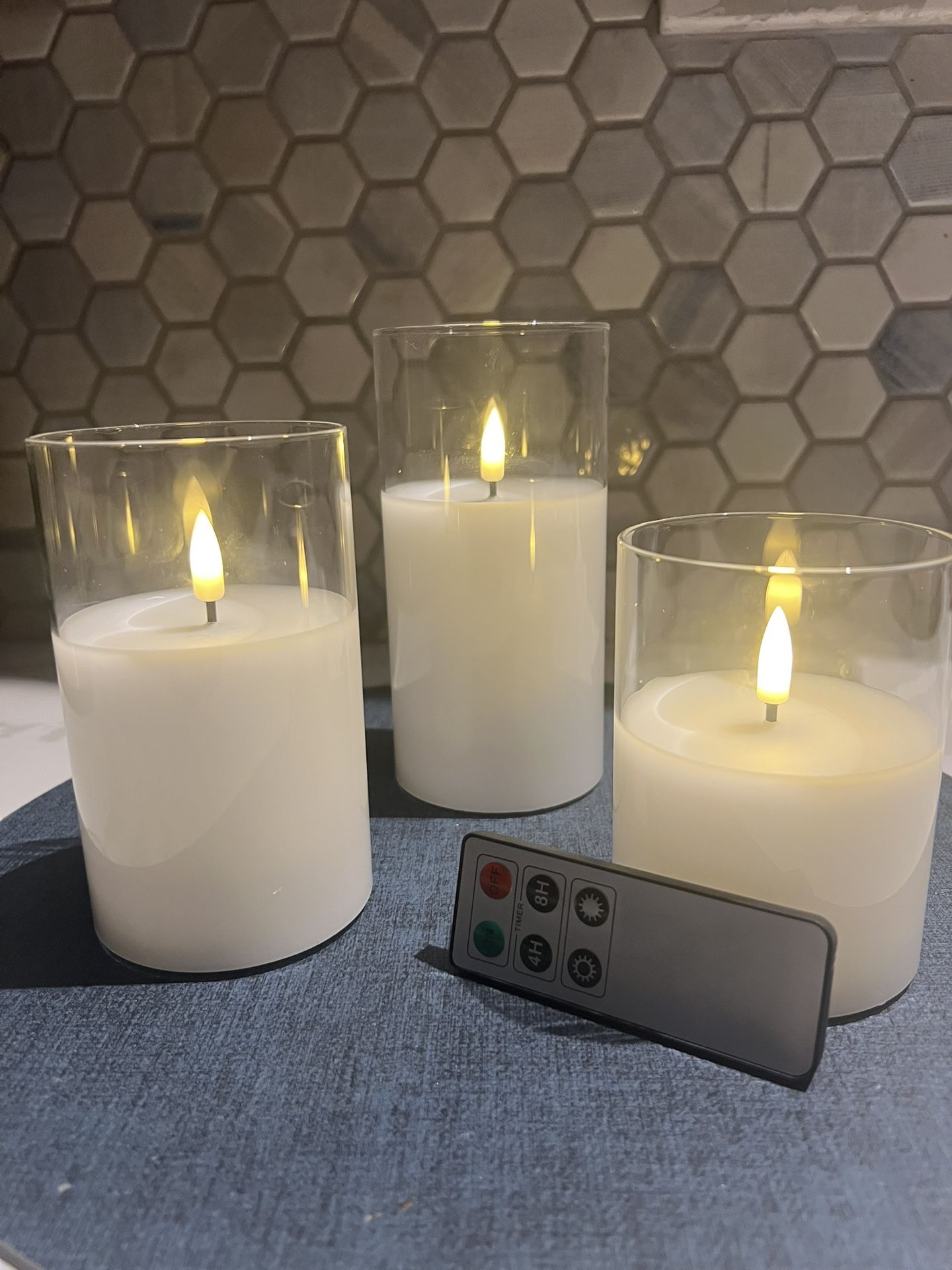 3 Clear Glass Flameless Candles