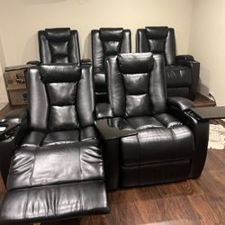 Reclining Leather Seats For Home Theatre- 5 Seats