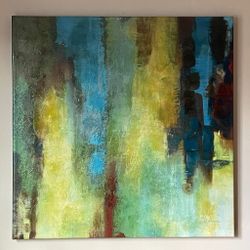 Canvas Wall Art Print Multi-Color Abstract 36” x 36” Square