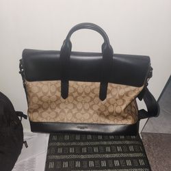 Coach Canvas Tan Brief Case Bag