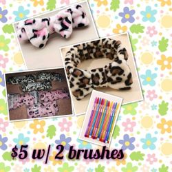 Leopard Bow Headband $5, Couple Left 2 free double-ended Eyelash Brush