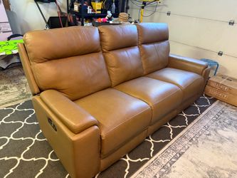 Caramel Leather Power Reclining Sofa