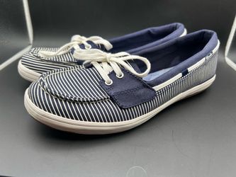 Keds Navy Striped Canvas Boat Shoes
