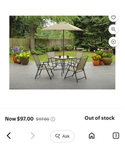 6-Piece Outdoor Patio Dining Set with Umbrella