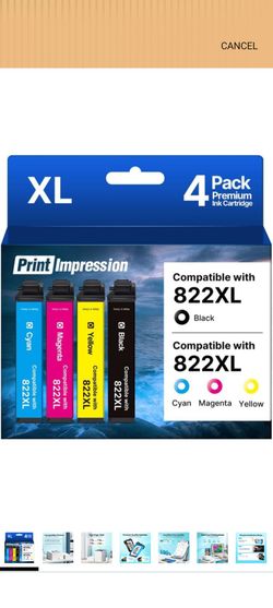 Print Impression 822XL Ink Cartridges 4-Pack