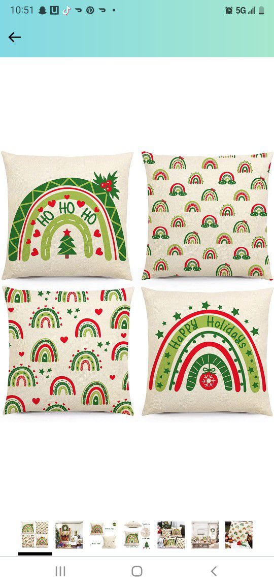Christmas Rainbow Throw Pillow Covers