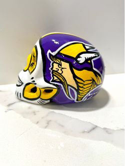 Minnesota Vikings Day of the Dead Ceramic Skull Hand Painted Decor Purple NFL