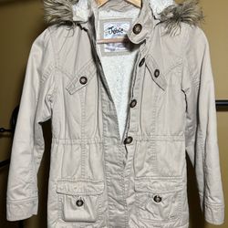 Justice Beige Hooded Jacket (Girls Size 10)