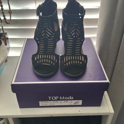 Peep Toe Ankle Chunky Heel Size 5