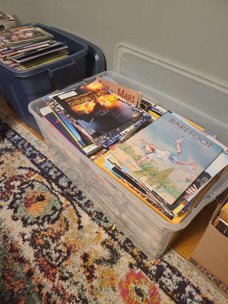 Four Bins/Bags Of Books For Kids (Classroom, Home School...)