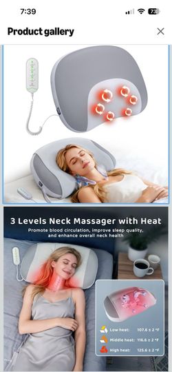 Zenopax Neck Massager for Pain Relief Deep Tissue-Human-Like Neck and Shoulder Massager with Heat,Cordless Rechargeable Sleeping Kneading Pillow