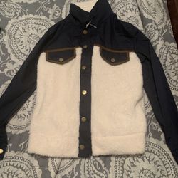 Nwot Womens Size Small Navy Blue Sherpa Shirt Shacket