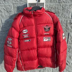 South Pole Vintage Y2K Red RACING Puffer Jacket Size XL Men's Coat Full Zip