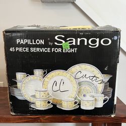 New Vintage Papillon Sango Stoneware Dinnerware Dish Plate Dining Set 45 Piece