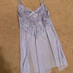New Small Purple Lavender Lace Sheer Teddy Babydoll Lingerie