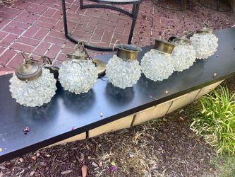 (6) MCM starburst glass pendent lights