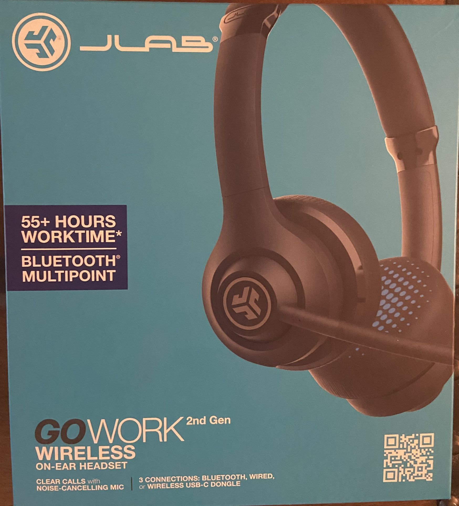 JLab Go Work Wireless On-Ear Bluetooth or Wired Office Headset 45 Hour Battery