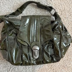 Francesco Biasia Green Patent Leather Shoulder Bag