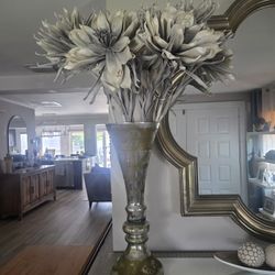 Z Gallery Vase & Grey silk Flowers 