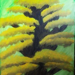 Original Painting Of A Tree With Yellow Leaves 