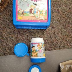 Vintage Set Of Lunch Boxes And Thermos