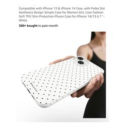 Brand new iPhone 13 & iPhone 14 Case with Polka Dot Aesthetics Design Simple Case for Women Girl, Cute Fashion Soft TPU Slim Protection Phone Case for