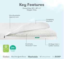 Newton Baby Essential Crib Mattress, Dual-Layer, 100% Breathable & Machine Washable, White
