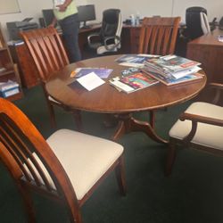 Solid Wood Round Table + 4 Chairs – Great Condition
