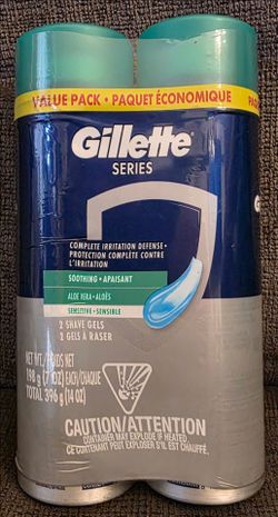 Gillette Series Shave Gel for Men, Soothing with Aloe Vera, Twin Pack, 14 oz