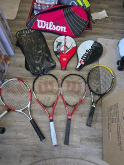 tennis rackets and bags