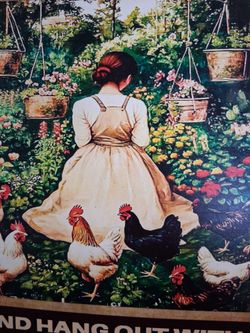 CHICKENS METAL SIGN
