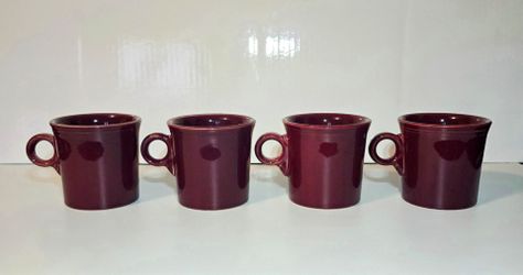 HLC Fiesta Cinnabar O-Ring Mug Set of 4 Retired Ceramic Fiestaware Cups