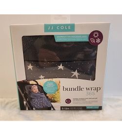 Stroller Bundle Wrap Lightweight JJ Cole Blue Gray White Stars 0-12 Months NEW