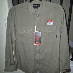 ARIAT FRC GLEN GUARD FEATHER LIGHT WEIGHT SAND BUTTON UP SHIRT 