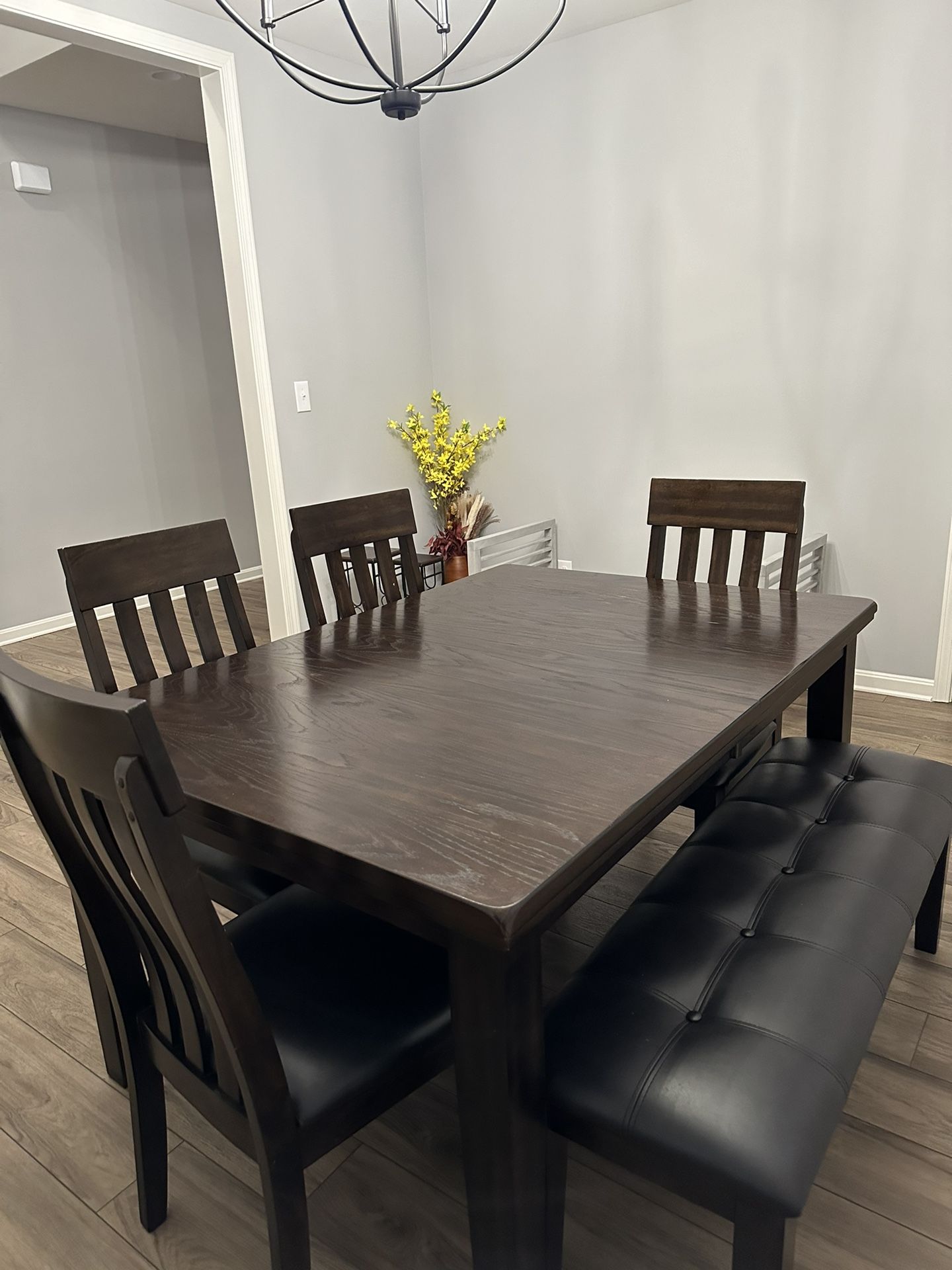 Dining Table with 4 Chairs and 1 bench For $450 