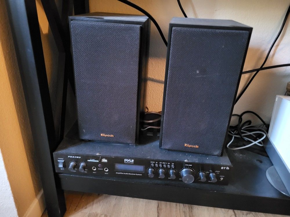 Klipsch Bookshelf Speakers And Bluetooth Receiver