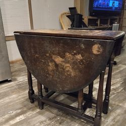 3 leaf antique wooden collapsible table