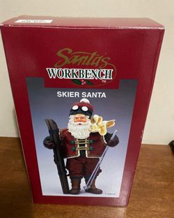 Skier Santa figurine