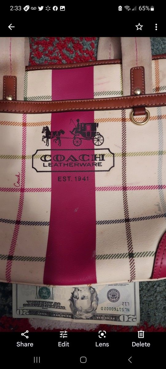 STRIPED COACH PURSE 