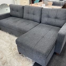 SECTIONAL SOFA BED ON SALE GREY MICROFIBER 