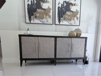 Modern Sideboard Cabinet with Sunburst Doors