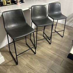 3 Bar Stool Chairs Dark Gray
